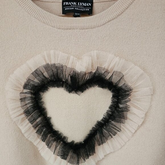 Frank Lyman soft knit sweater beige with the sheer trim heat detailing sz S - Picture 4 of 5